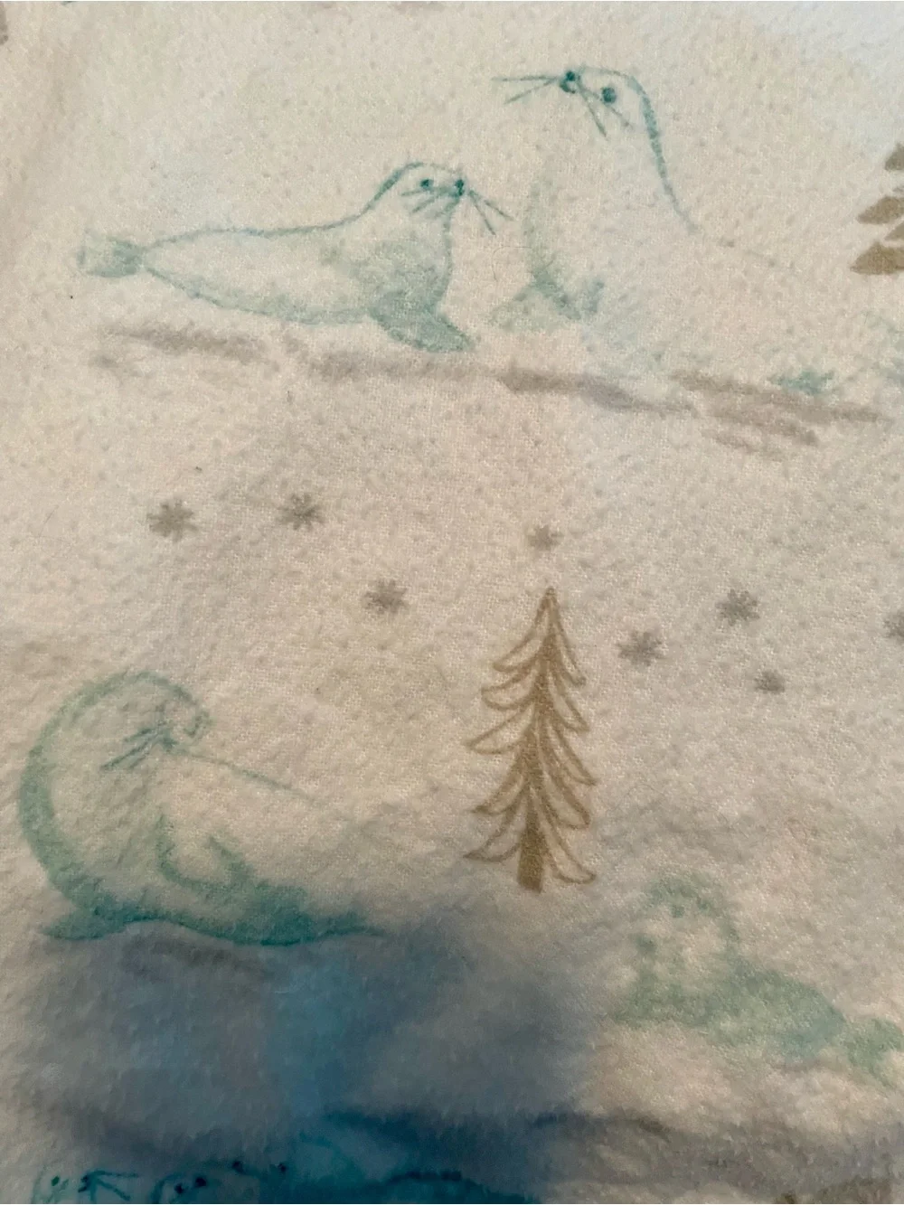 Pottery Barn Kids Flannel Winter Seal Crib Sheet